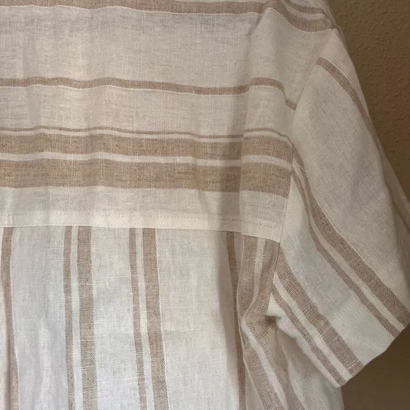 Madewell :: Short Sleeve Safari Shirt :: Size Small :: White and Brown Stripe - Picture 9 of 9
